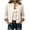 Beige, variant on Cropped Jackets for Women Ruffle Stand Collar Button Down Plaid Cuffs Lightweight Long Sleeve with Pockets for Fall Casual Weekend Wear