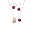 thumbnail image 2 of Delight Jewelry Rose Goldtone Crystal Initial - H - Red Lucky Ladybug Necklace and Dangle Earrings Set, 2 of 6