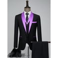 thumbnail image 3 of Men's Slim Fit 3 Piece Suit Set: Shawl Lapel Blazer Jacket, Vest & Pants - Formal Wedding Tuxedo, 3 of 6