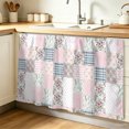 thumbnail image 2 of Patchwork Cabinet Curtains for Kitchen 32"W x 55"L, Rustic Pink Rose Bouquets Bow Ties Gingham Stripes Pantry Curtain Skirt Magic Tape Short Curtains Decor Privacy Panel for Utility Closet Bathroom, 2 of 9