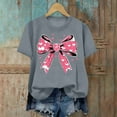 thumbnail image 6 of Odbmxy T-Shirts Women Short Sleeve Valentine's Day Women's Plus Size Tops Loose Soft Bow Print Casual Gray Festivals Shirts, 6 of 6