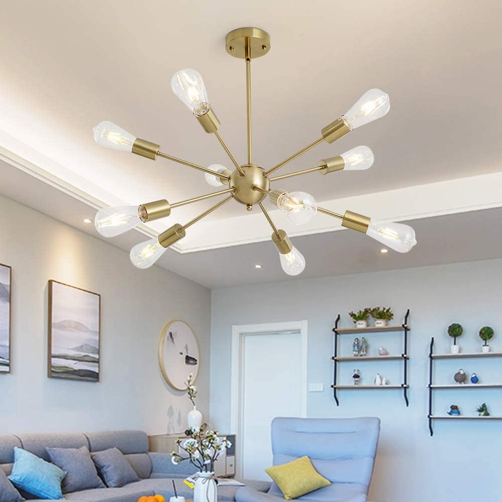 Brass Sputnik Chandeliers 10 Lights Modern Pendant Lighting Vintage Ceiling Light Fixture
