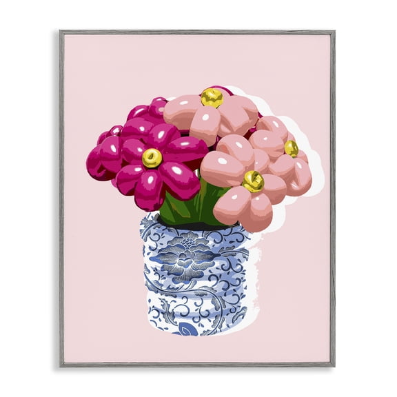 Stupell Industries Glam Balloon Bouquet in Vase Gray Framed Giclee Art, 16 x 20, by Lil' Rue