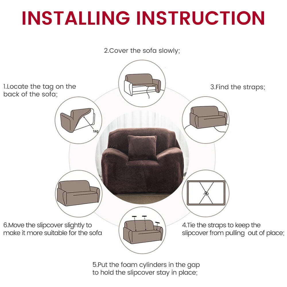 TOPCHANCES Thick Plush Sofa Covers, Stretch Couch Chair Slipcover, Non Slip Furniture Protector (Armchair Cover, Brown)