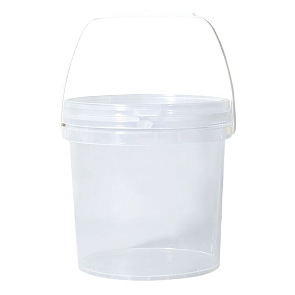 Yxwen Plastic Bucket with Lid & Handle, Clear/White Reusable Storage Pail for Food Storage, Paint, Household Liquid