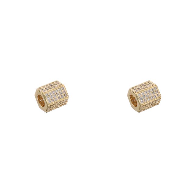 Jumpingount Cuentas de cobre, accesorio hexagonal, joyas de mano para adultos, Ornamental a juego para doméstico, artesanal, oro blanco Blanco Hao Oro 2piezas