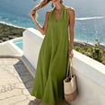 thumbnail image 5 of Women's V-Neck Sleeveless Casual Solid Color Hanging Neck Summer Dress, 5 of 7