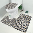 thumbnail image 2 of Black Daisy Flower Checkered Pattern Bathroom Rugs Sets 3 Piece,Toilet Cover Set,Absorbent Non Slip Bathroom Mats Sets with U-Shaped Contour Rug Toilet Rug Set, 2 of 5