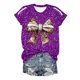 thumbnail image 4 of Blusas de Manga Corta para las Mujeres, Moda Impresa Cuello Redondo Camiseta Superior, Ligero Poliéster Casual, 4 of 5