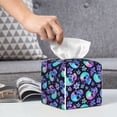 thumbnail image 4 of Kdxio Skull flower tie dye Print Tissue Box Cover,Square Decorative PU Leather Facial Paper Case Organizer Holder Dispenser for Bathroom,Night Stands,Desk,Car 5.2''X5.2''X5.2'', 4 of 6