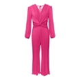 thumbnail image 3 of Yuyuzo Jumpsuits for Women Deep V Neck Long Sleeve Wrap Front Wide Leg Pants Party Rompers, 3 of 4