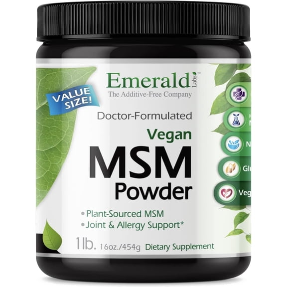 Vegan MSM Powder, 1 lb (454 g), Emerald Laboratories