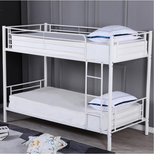 Cosmic Homes Canada Reston Metallic Convertible Bunk Bed (Single/Single) – White