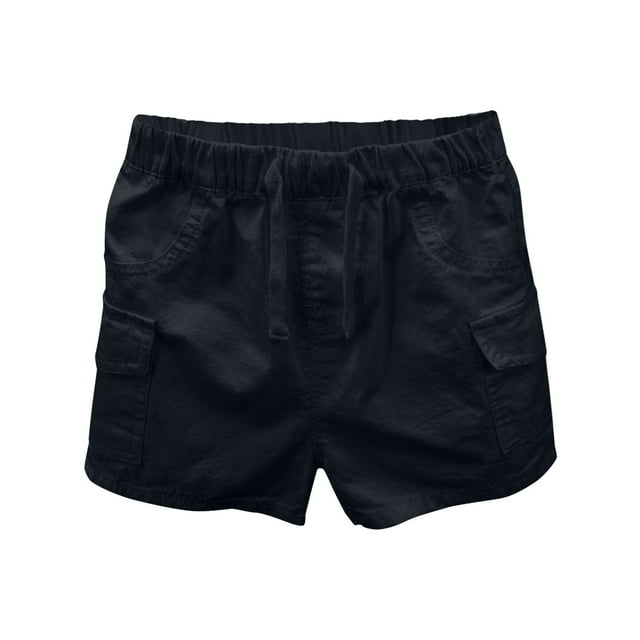 Shorts Cargo Amples pour Garçons, Jambe Droite, Shorts Cool, Poche à Rabat, Lettres Patchées, Noir 4-5 Ans