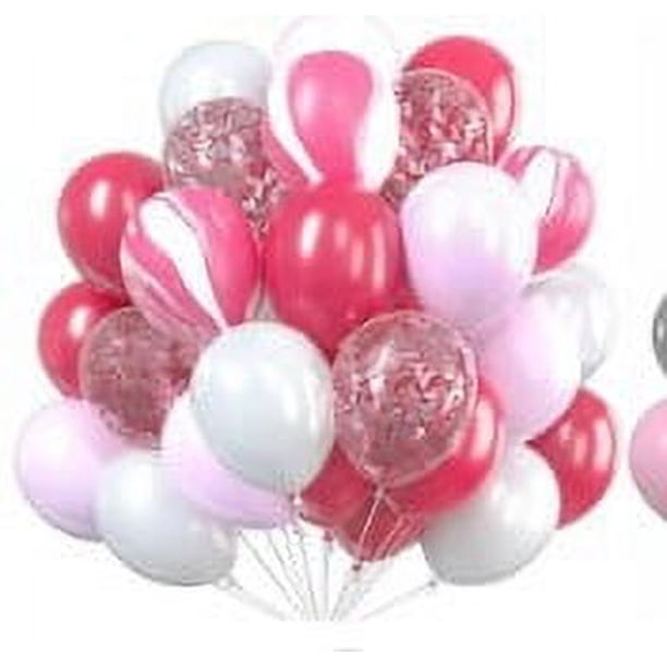 Nvzi Globos, 30 piezas de globos de confeti de 12 pulgadas y globos de látex morado y rosa metálico con cinta, baby shower, decoraciones para fiestas de bodas, H