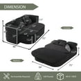 thumbnail image 4 of CAPCAEK 75" Convertible Sofa Bed, Chenille Floor Couch with Blanket and 4 Pillows for Living Room, Black, 4 of 7