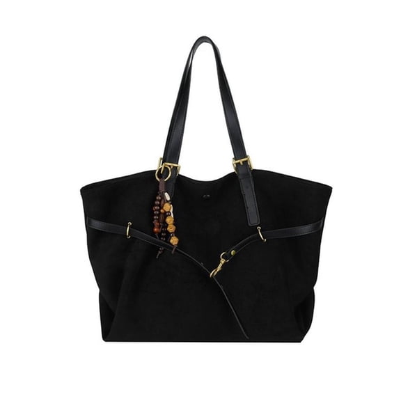 Fashionable Shoulder Bag Roomy Interior Work Commute Suedes Handbag