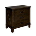 thumbnail image 5 of CoSoTower Rustic Style Dark Walnut Finish 1pc Nightstand Bedroom Furniture Solid Wood 3-Drawers Bedside Table Black Bar Pulls, 5 of 6