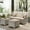 Beige, variant on Ovios 3 Pieces Outdoor Furniture Rattan Patio Conversation Set with Ottoman for Backyard