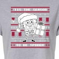 thumbnail image 3 of SpongeBob SquarePants - Spongebob Xmas Sweater - Juniors Cropped Cotton Blend T-Shirt, 3 of 6
