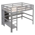 thumbnail image 4 of Full Size Loft Bed, Wooden Loft Bed with Storage Shelves and Under-Bed Desk, Study Bedframe with Built-in Ladder and Full-Length Guardrail for Kids Teens Adult, Space-Saving, No Spring Box Needed,Gray, 4 of 7