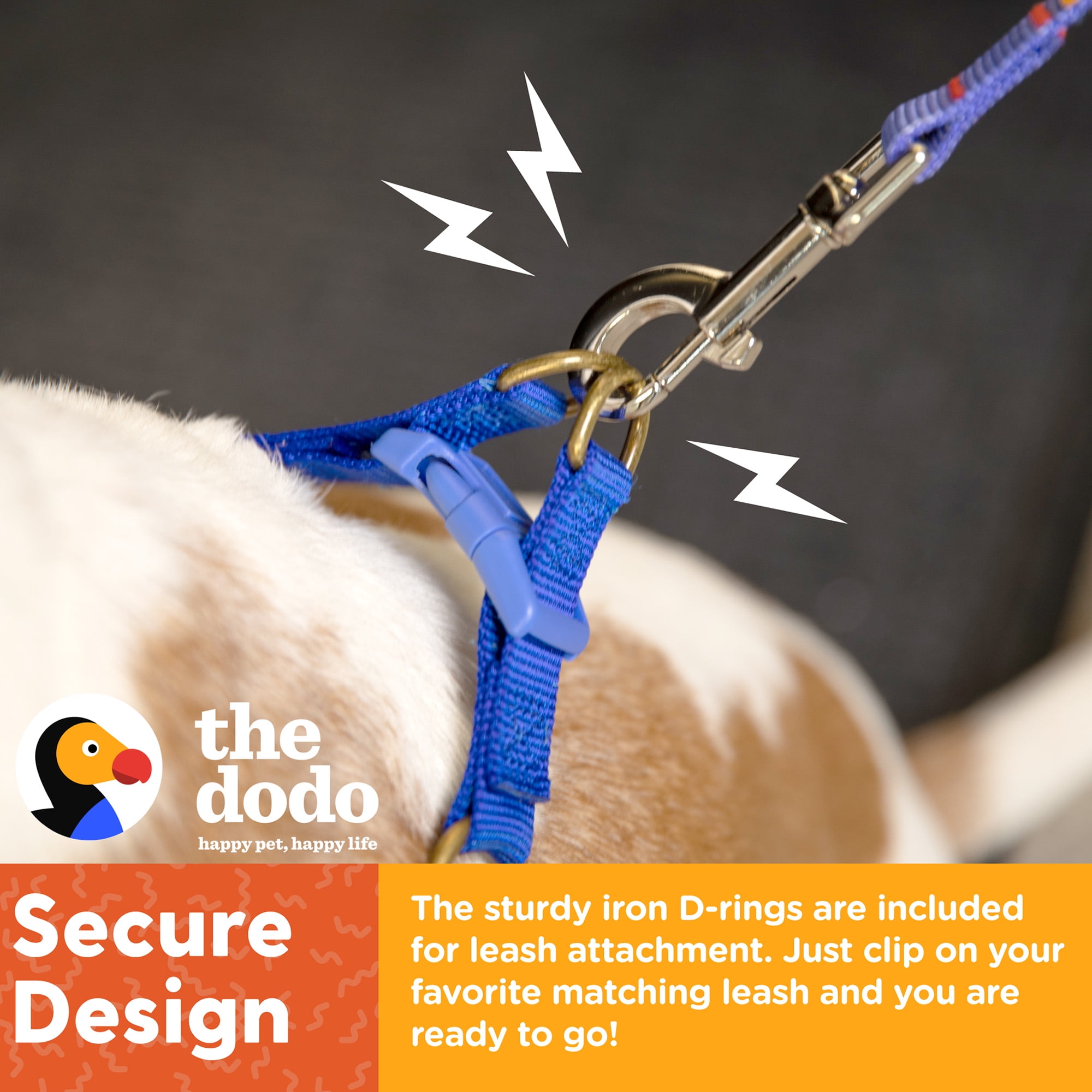 The Dodo Step-in Style Pet Harness, Blue Dodo Print, Small