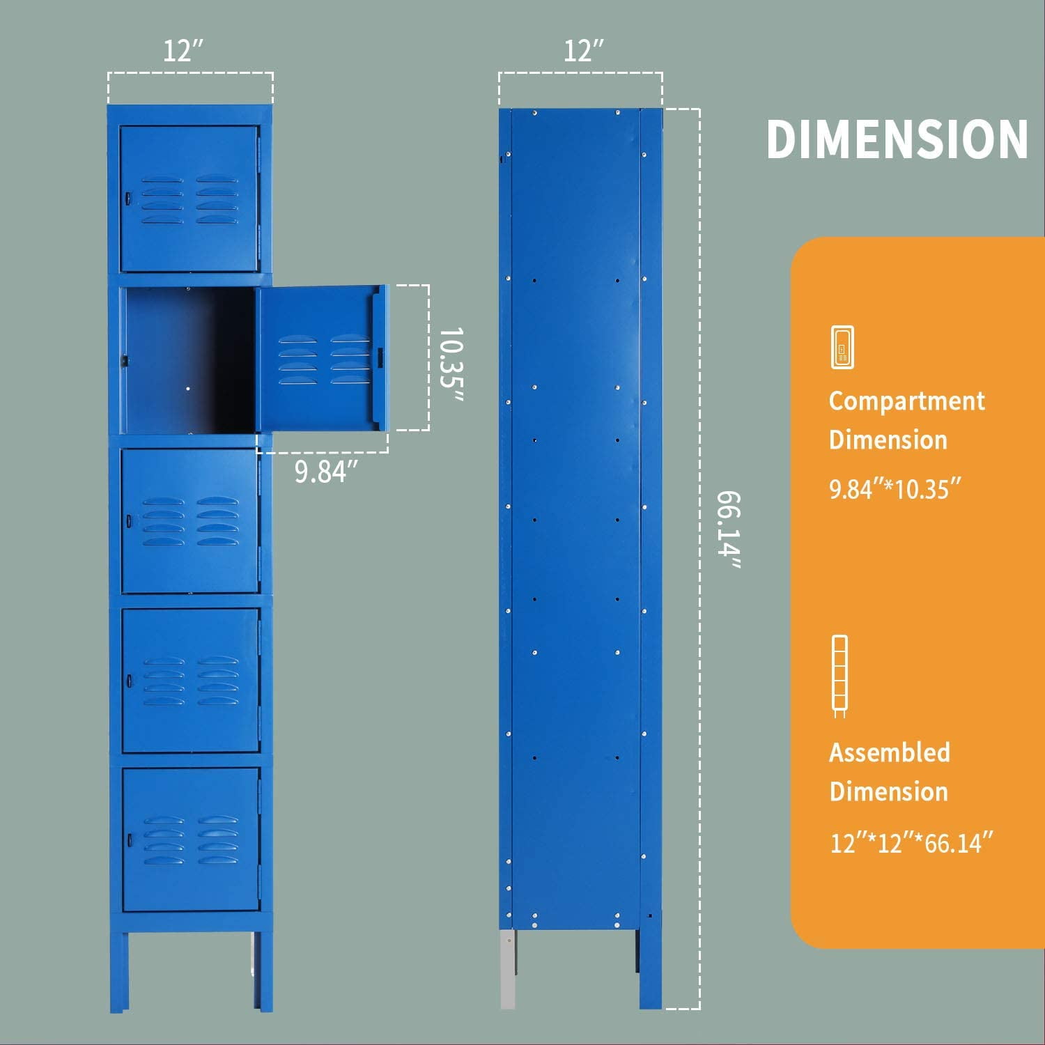 Metal Locker for Office Storage Locker Employees Locker for School Gym  Lockers Corridor Locker Five Tier Box Blue 5 Door - Walmart.com