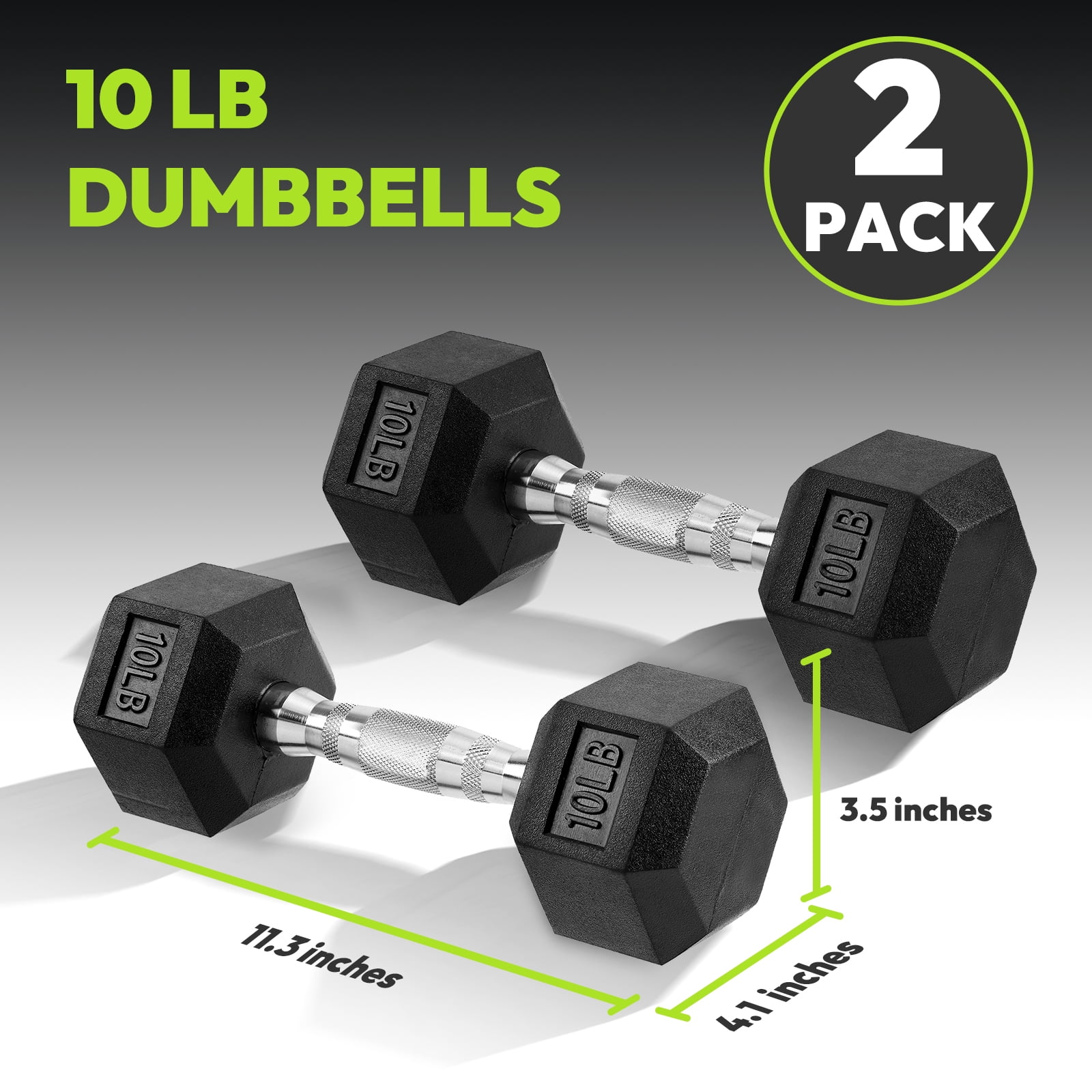 Hex Dumbbell Rubber Encased Dumbbell Strength Training Hex Dumbbell, Hand Weight For Workout & Exercise/Pair of 10LB