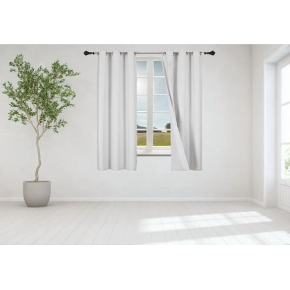 Gorgeous Home Linen 1 Set Ivory Off White Blackout Panel Window Grommet Curtain Foam Lined 35" Wide X 63" Long each pc