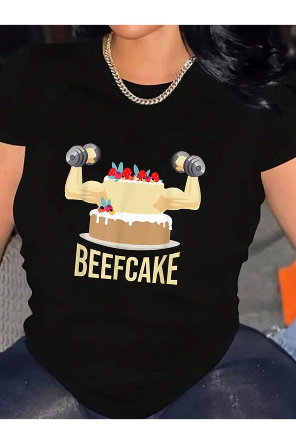 Beefcake - Health Fitness Gym Coach Weightlifting Exercise T-Shirt Graphic Tee summer Tops For Women Round Neck Fashion Cotton shirts