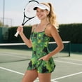 thumbnail image 2 of Yuyamidu Black Cat Womens Tennis Dress, 2 Pieces Butterfly Golf Workout Dress with Shorts, Women's Spaghetti Strap Activewear Dresses Size XL, Green, 2 of 7