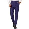 thumbnail image 1 of Pantalones de vestir a rayas para hombre, ajustados, con parte delantera plana, para baile de graduación Azul marino 30 Unique Bargains Pantalones, 1 of 6
