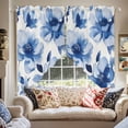 thumbnail image 2 of Spring Blue Flowers Swag Curtain Valance for Windows, Retro Watercolor Floral Window Treatments Short Swag Topper for Kitchen Windows Bathroom Bedroom, 36"x36", 2 of 8