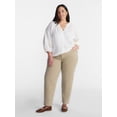thumbnail image 2 of Terra & Sky Women’s Plus Linen Blend Blouse with Elbow Length Puff Sleeves, Sizes 0X-5X, 2 of 5
