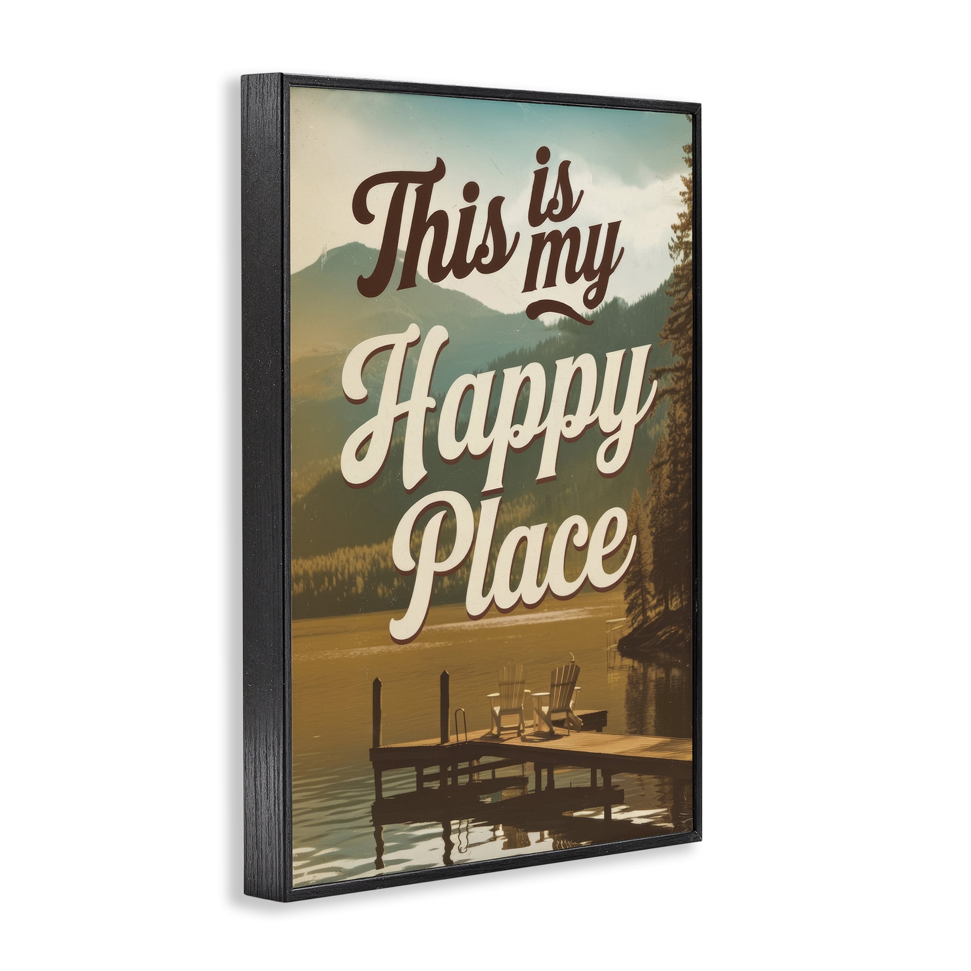 Stupell Industries Vintage My Happy Place Black Framed Giclee Art, design by Andreas Magnusson