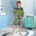 thumbnail image 5 of FORMRS Niños Bathrobe Unisex Hooded Robe Soft Plush Pajamas Sleepwear, Size 2-3T, Gray Floral, 5 of 7