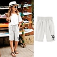 thumbnail image 2 of MIXUE Girls Pants Kids Summer Solid Color Butterfly Print Elastic Waist Drawstring Thin Loose Casual Trousers Sportwear,White,7-8 Years, 2 of 4