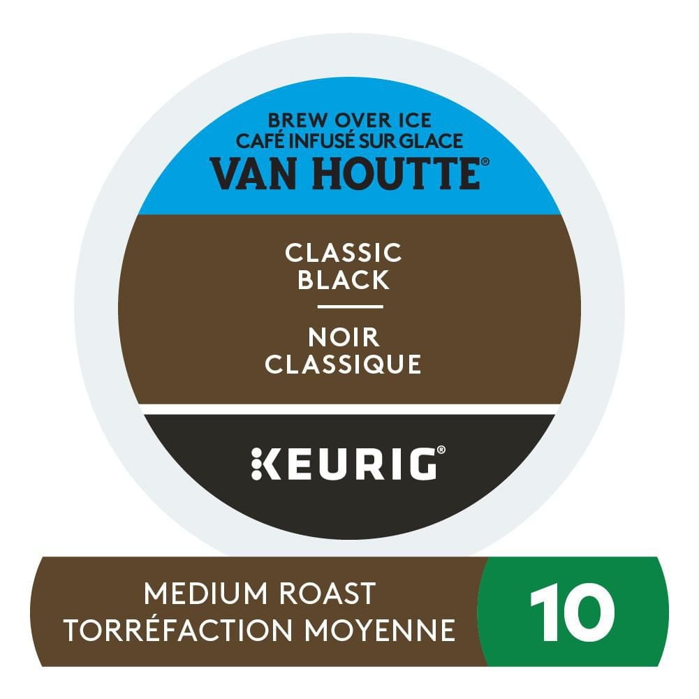 Capsules K-Cup de café infusé sur glace noir classique Van Houtte, torréfaction moyenne, 10 unités 10 unités