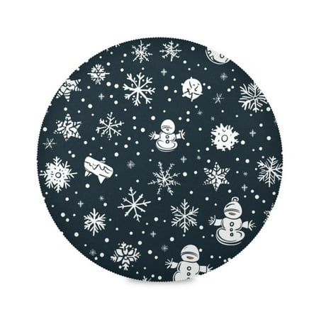 

WOBOGO Snowflakes Pattern Round Placemats Set of 1 Heat Resistant Washable Kitchen Table Decorations 15.4in