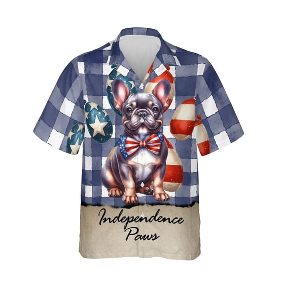 Patriotic French Bulldog 4th of July Independence Paws Hawaiian Shirt Breathable Summer Unisex Merch Dog Lover Gifts - 02010