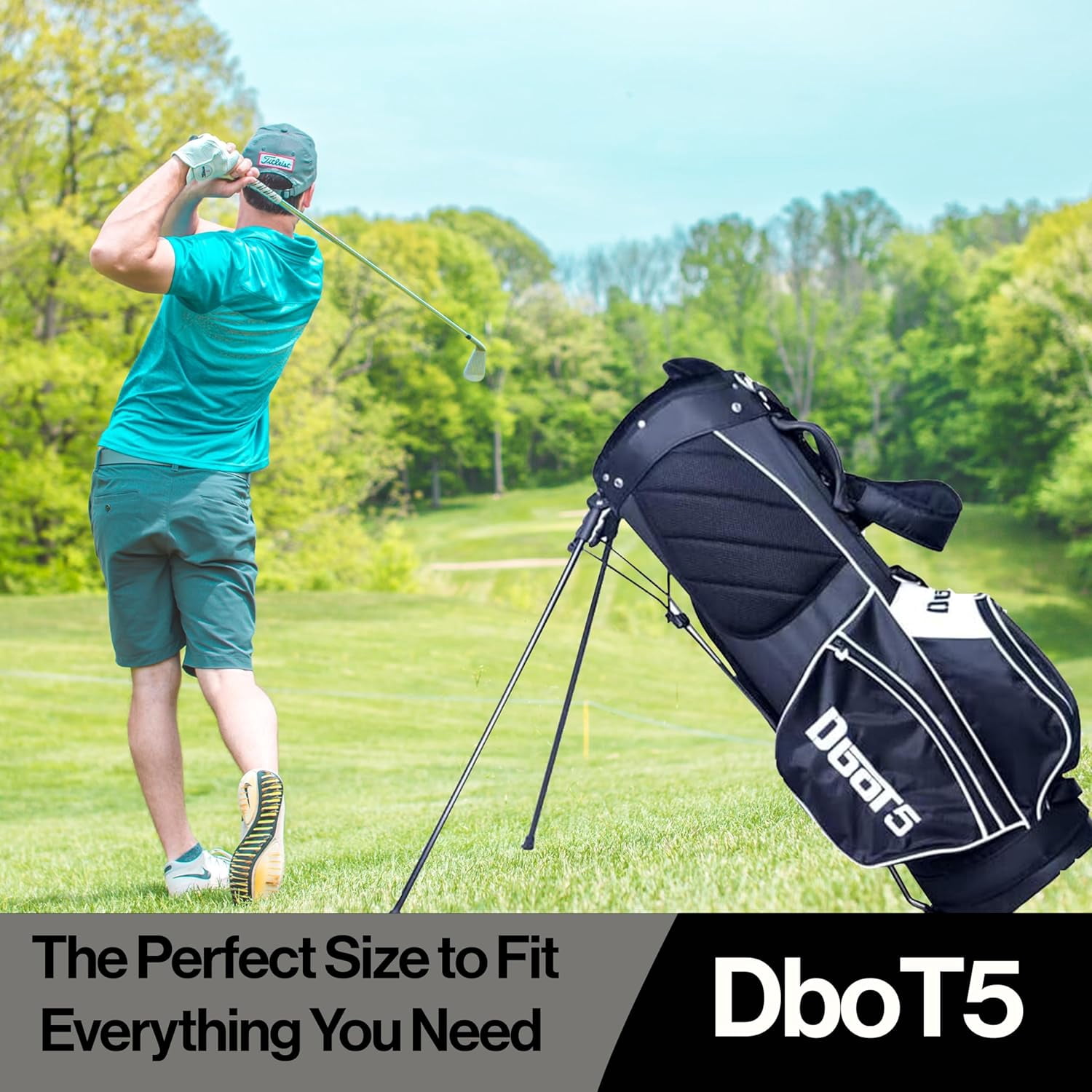 Dbot5 Sound Buddah New Golf Stand Bag Club for Men & Women - Lightweight Design with 8 Pockets (B/W)