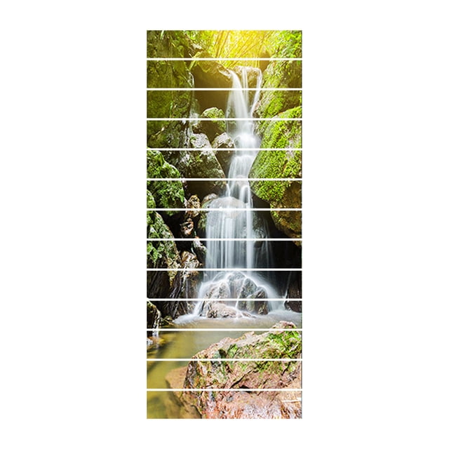 Generic 3D Waterfall Staircase Decals - 13PCS PVC Stickers for Home Decor (18x100cm, Easy to Apply & Remove, Multicolor Patterns)