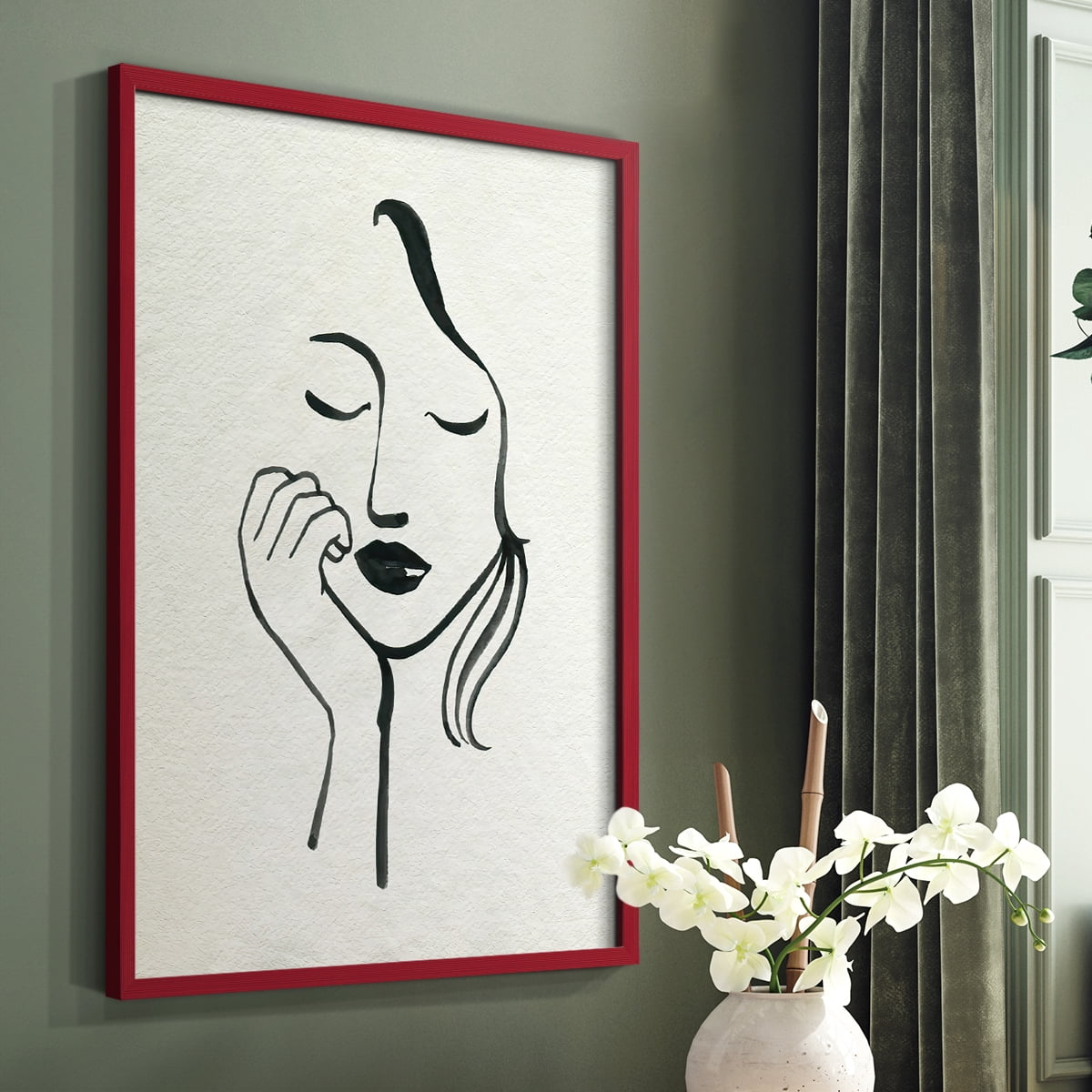 Day Dreamer I Framed Print in Red Solid Wood Framed Print No Nail Hanging