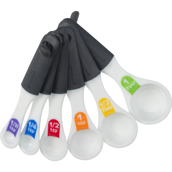 GoodCook 6-Piece Measuring Spoon Set, White/Multicolor