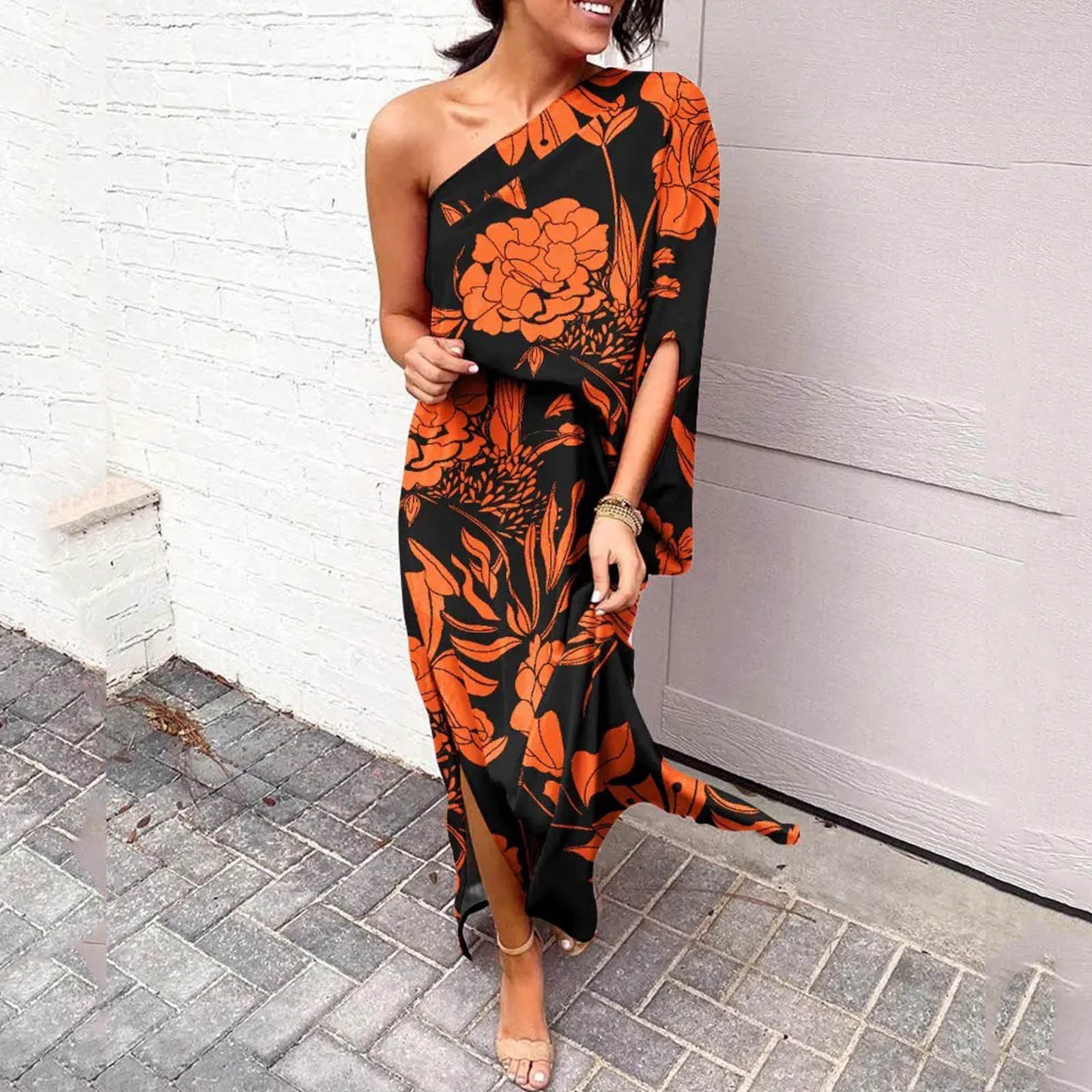 Women's Fashion Womens Floral Print One Shoulder Ruched Short Dress  Butterfly Sleeve Asymmetrical Hem Wrap Front Party Dresses winter clothes  for women - Walmart.com