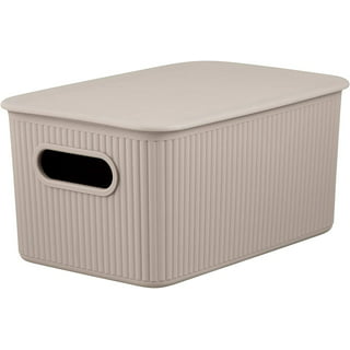 MDesign Tall Gift-Wrapping Paper Storage Box with Handles + Removable Lid,  Taupe