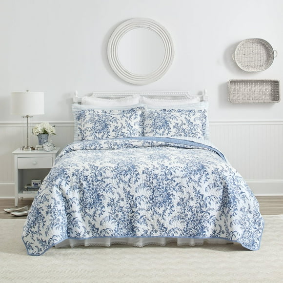 Set de edredón Laura Ashley Bedford Delft Blue Queen Cotton