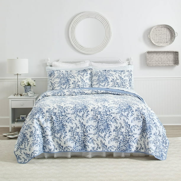 Set de edredón Laura Ashley Bedford Delft Blue Queen Cotton