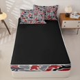 thumbnail image 4 of Manfei Vintage Camo Zipper Twin Comforter Sets with Fitted Sheet and 2 Pillowcases,Kawaii Deer Zipper Bedding Set,Red Black,Black Reversible,4pcs, 4 of 8