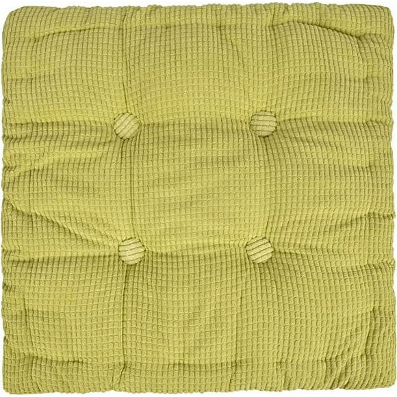 Granjero Gordo Cojín grueso para asiento de interior y exterior, tapete duradero para sofá de terraza de invierno, verde, cuadrado de 16 pulgadas